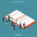 Diary schedule calendar planner flat isometric vector 3d