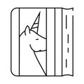 diary with unicorn line icon vector illustration