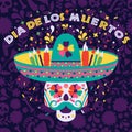 Dias de los Muertos trend flat banner vector. In English Feast of death. Mexico design for fiesta cards or party