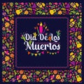 Dias de los Muertos typography banner vector. In English- Feast of death.Mexico design for fiesta cards or party