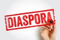 Diaspora stamp image featuring bold distressed lettering held by a hand with marker, creating a dynamic label-style design ideal Royalty Free Stock Photo