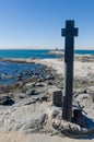 Diaz Point with stone cross on the Luderitz Peninsula in the Namib desert, Namibia, Southern Africa