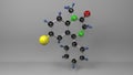 Diazepam 3D molecule illustration.