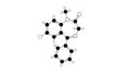 diazepam molecule, structural chemical formula, ball-and-stick model, isolated image benzodiazepine