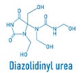 Diazolidinyl urea antimicrobial preservative molecule. Formaldehyde releaser. Skeletal formula.