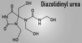 Diazolidinyl urea antimicrobial preservative molecule. Formaldehyde releaser. Skeletal formula.