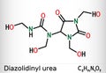 Diazolidinyl urea molecule. It is antimicrobial preservative. Is used in many cosmetics Skeletal chemical formula