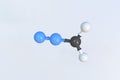Diazomethane molecule, isolated molecular model. 3D rendering Royalty Free Stock Photo