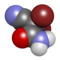 2,2-dibromo-3-nitrilopropionamide (DBNPA) biocide molecule. 3D rendering. Atoms are represented as spheres with conventional color