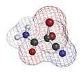 2,2-dibromo-3-nitrilopropionamide (DBNPA) biocide molecule. 3D rendering. Atoms are represented as spheres with conventional color