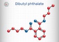 Dibutyl phthalate, DBP molecule. It is phthalate ester, diester. It is environmental contaminant, teratogenic agent Royalty Free Stock Photo