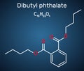 Dibutyl phthalate, DBP molecule. It is phthalate ester, diester. It is environmental contaminant, teratogenic agent Royalty Free Stock Photo