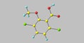 Dicamba molecular structure isolated on grey