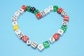 Dice Arranged in Shape of Love Heart Royalty Free Stock Photo