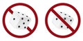 dice ban prohibit icon. Not allowed gambling .