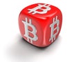 Dice with Bitcoin sign