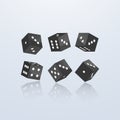 Dice of black color in different perspective on a light background. 3d vector illustration Royalty Free Stock Photo