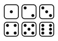 Dice. Black and white flat illustration. Royalty Free Stock Photo