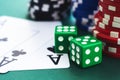 Dice, cards and chips Royalty Free Stock Photo