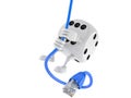 Dice character swinging on network cable Royalty Free Stock Photo