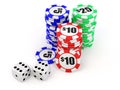 Dice and chips Royalty Free Stock Photo