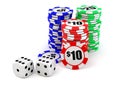 Dice and chips Royalty Free Stock Photo