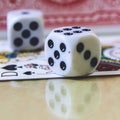 Dice, coins and playing cards. Royalty Free Stock Photo