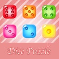 Dice colourful for puzzle game. Royalty Free Stock Photo