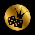 Dice and crown black silhouette. Vector gambling icon