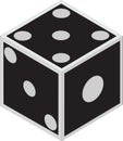 Dice cube, casino game. the icon on white background. Cube dice five dots