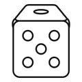 Dice cube icon, outline style Royalty Free Stock Photo