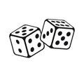 Dice cubes in flight on white background. Vector illustration