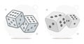 dice cubes vector flat illustration. playing dices