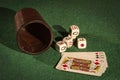 Dice Cup with Deck Cards Royalty Free Stock Photo