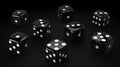 Dice - 3D modern illustration set. Realistic rolling and falling cubes. Square craps - game piece with different amounts Royalty Free Stock Photo