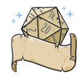 Dice d20 for playing Dnd. Board game with ribbon. Royalty Free Stock Photo