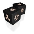 Dice with danger symbols Royalty Free Stock Photo