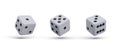 Dice in different positions. Game cubes. Set of images with shadows on white background