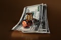 Dice dollars money risk Royalty Free Stock Photo