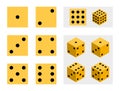 Dice faces and isometric template Royalty Free Stock Photo