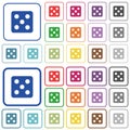 Dice five outlined flat color icons