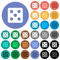 Dice five round flat multi colored icons