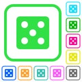 Dice five vivid colored flat icons