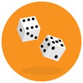 Dice flat icon. Two game dices. Vector