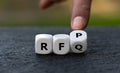 Dice form the acronym RFP (request for proposal) and RFQ (request for quotation) Royalty Free Stock Photo