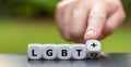 Dice form the acronyms `LGBTQ` and `LGBT`.