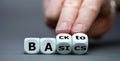 Dice form the expression 'back to basics. Royalty Free Stock Photo