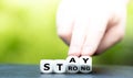 Dice form the expression `stay strong`. Royalty Free Stock Photo