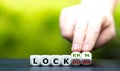 Dice form the German expression `lockdown lockern` slackening the lockdown. Royalty Free Stock Photo