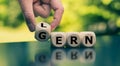 Dice form the German words `lern gern` Royalty Free Stock Photo